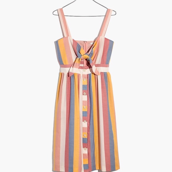 Women's Tie-Front Cutout Dress in Sherbet Stripe, 00 - Picture 1 of 8